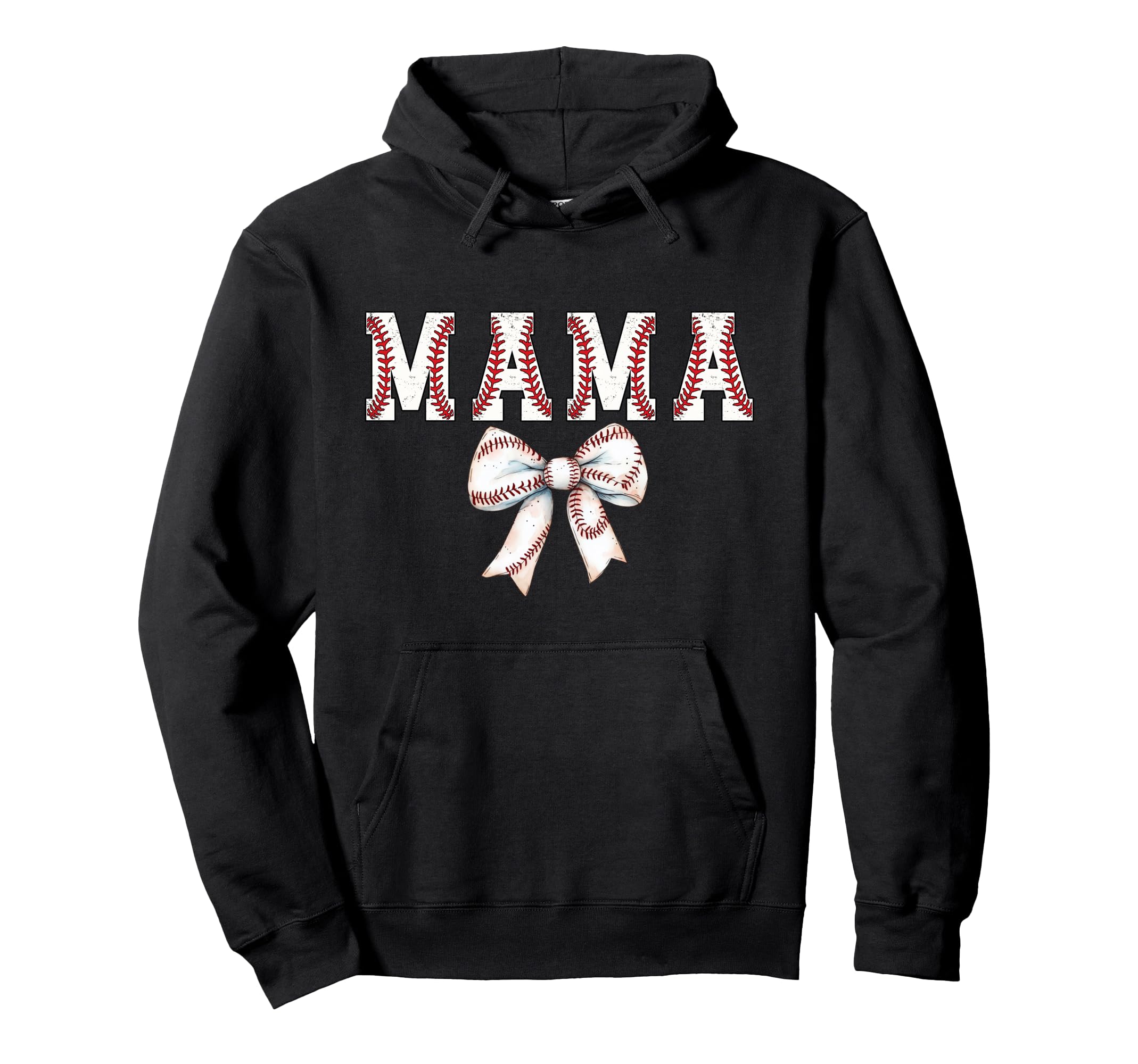 Baseball Mom Bow Baseball Mama Bow Hoodie - Minimalist Print for Adults - T-Shirt, Sweatshirt, Hoodie