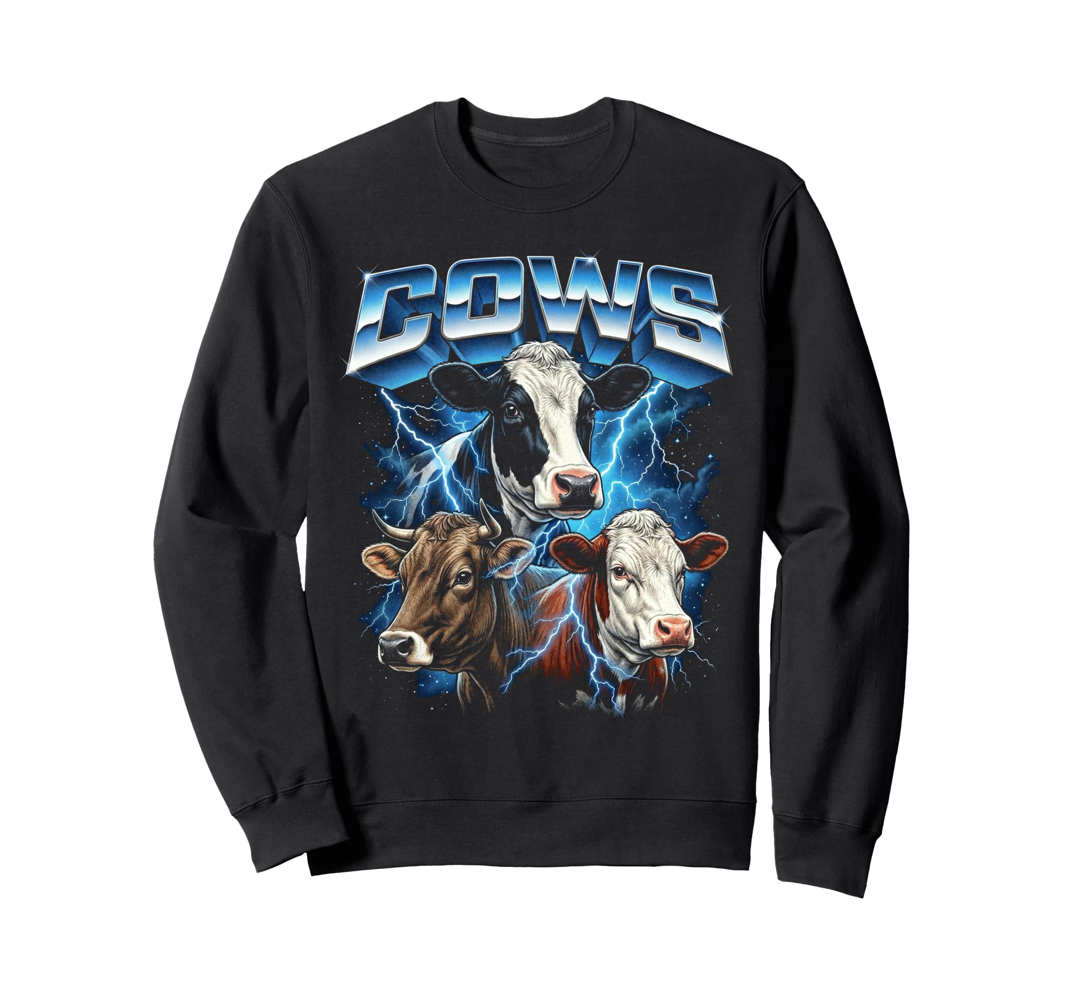 Cows 80S Funny Cows Farm Animal Sweatshirt - Fun Novelty Design for Adults - T-Shirt, Sweatshirt, Hoodie