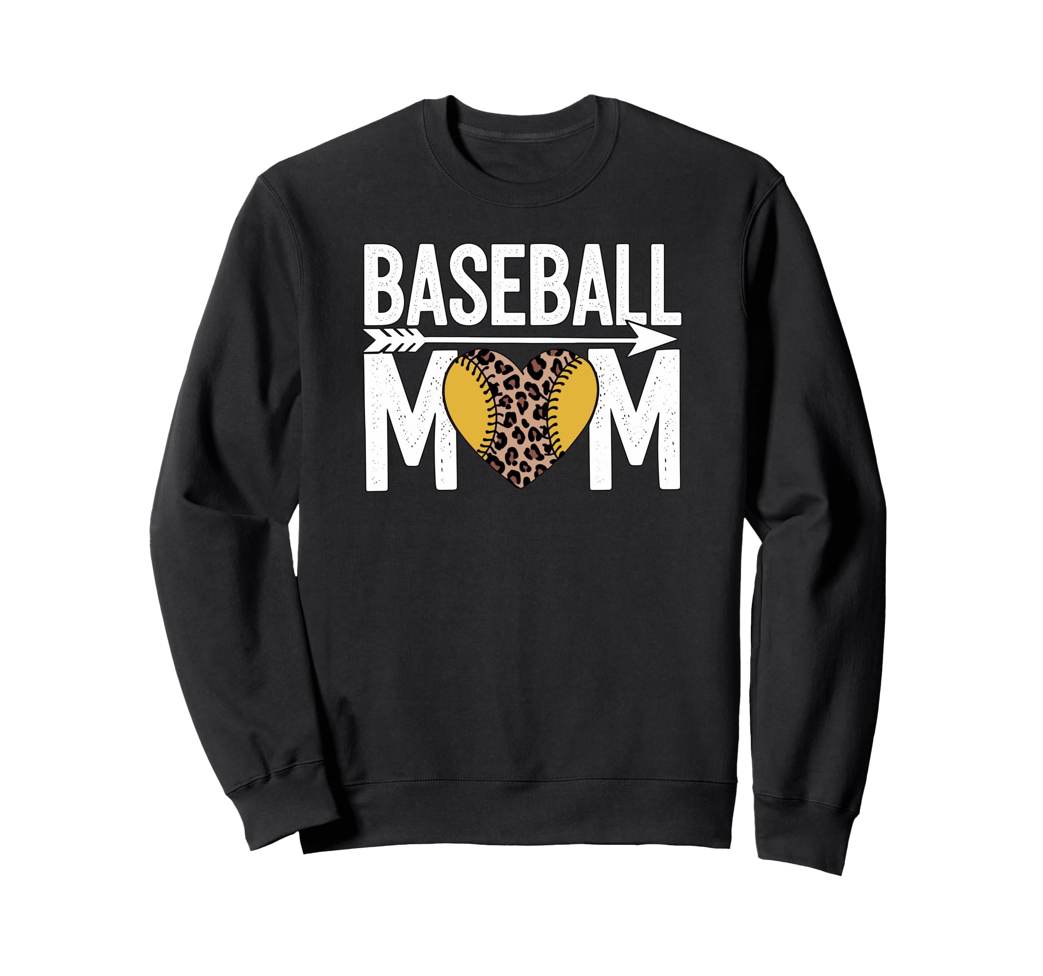 Baseball Mom Leopard Heart Sports Sweatshirt - Unique Graphic for Adults - T-Shirt, Sweatshirt, Hoodie
