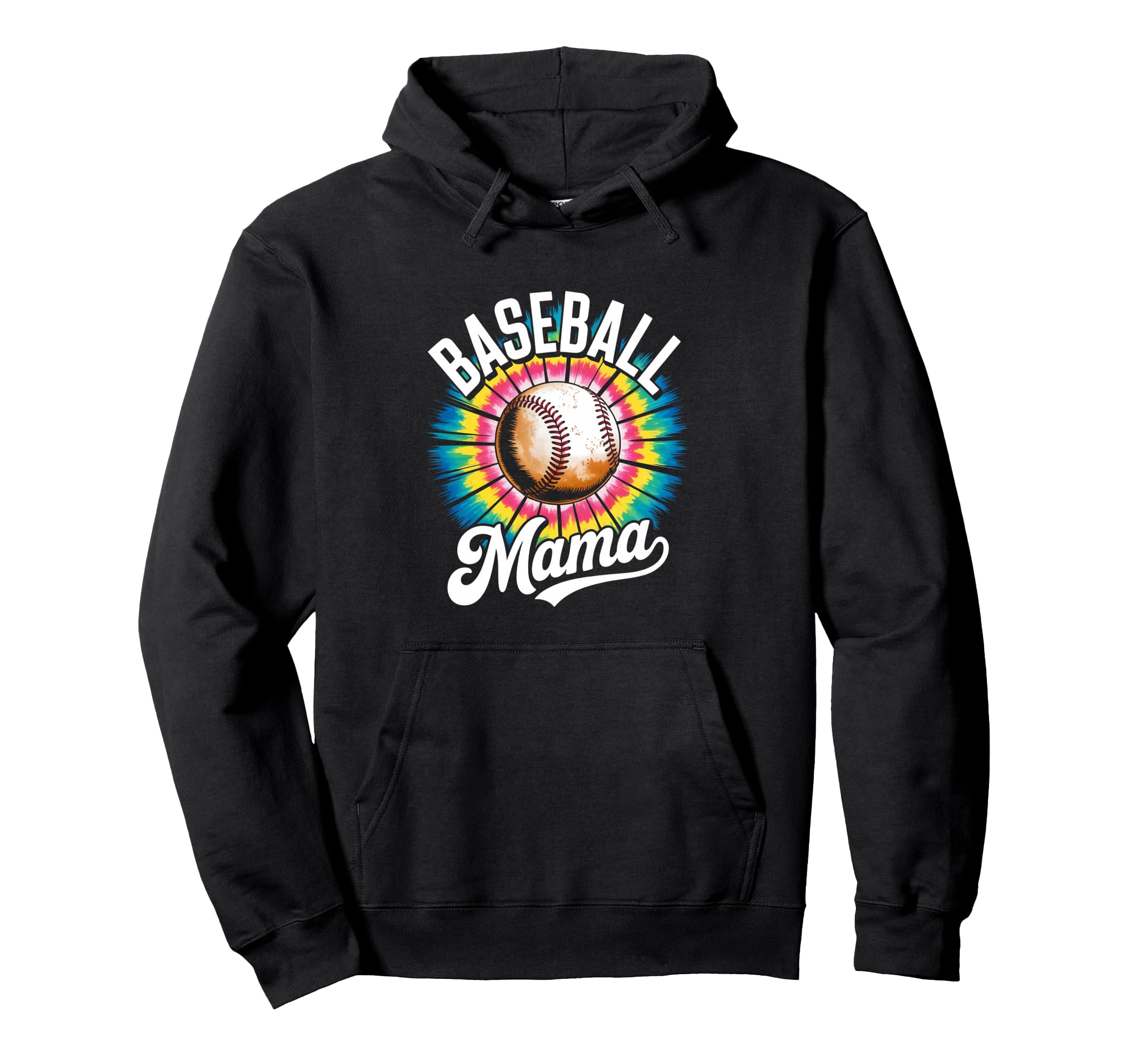 Baseball Mama Tie Dye Colorful Hoodie - Trendy Graphic Men Women - T-Shirt, Sweatshirt, Hoodie