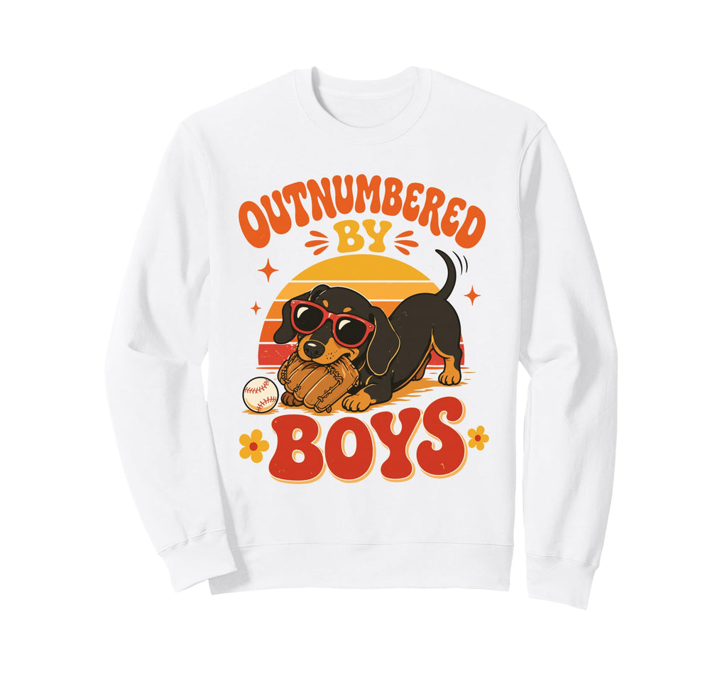 Outnumbered Baseball Mom Dachshund Sweatshirt - Minimalist Print for Adults - T-Shirt, Sweatshirt, Hoodie