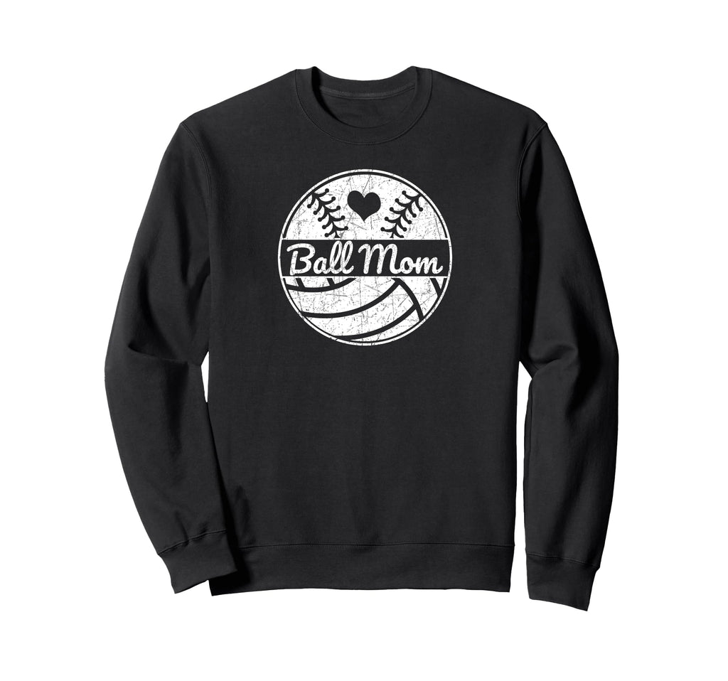 Ball Mom Half Baseball Softball Half Sweatshirt - Graphic Print for Adults - T-Shirt, Sweatshirt, Hoodie