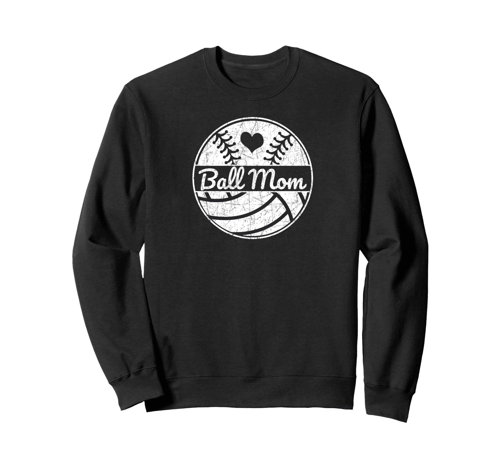 Ball Mom Half Baseball Softball Half Sweatshirt - Graphic Print for Adults - T-Shirt, Sweatshirt, Hoodie