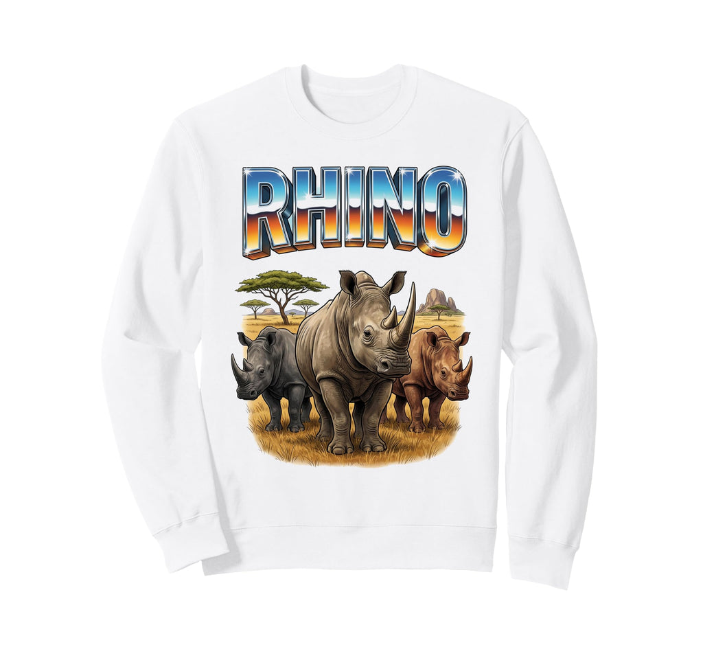 Rhino 70S 90S Rhinoceros Africam Sweatshirt - Streetwear Style for Adults - T-Shirt, Sweatshirt, Hoodie