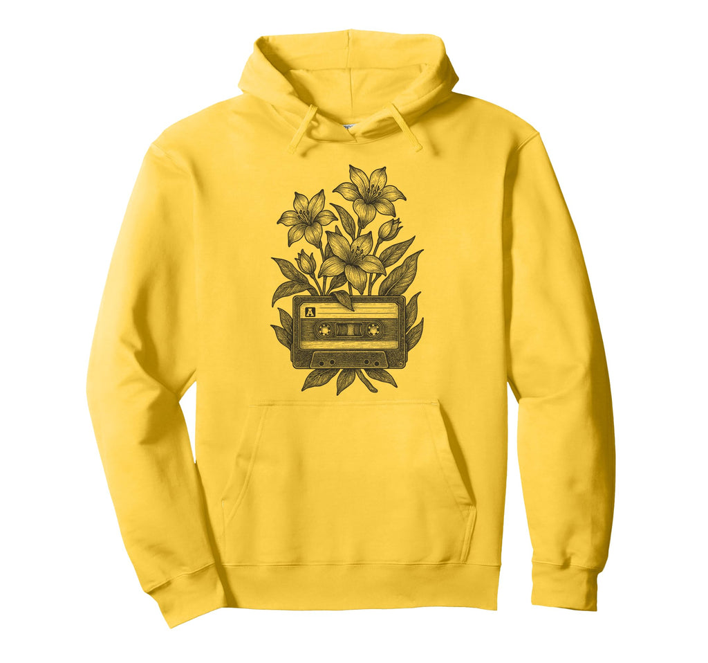 Cassette Tape Flowers Music 80S 90S Hoodie - Unique Graphic Unisex - T-Shirt, Sweatshirt, Hoodie