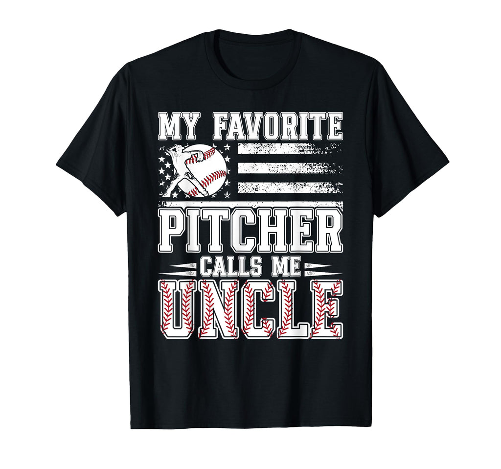 My Favorite Baseball Pitcher Uncle T-Shirt - Minimalist Print Men Women - T-Shirt, Sweatshirt, Hoodie