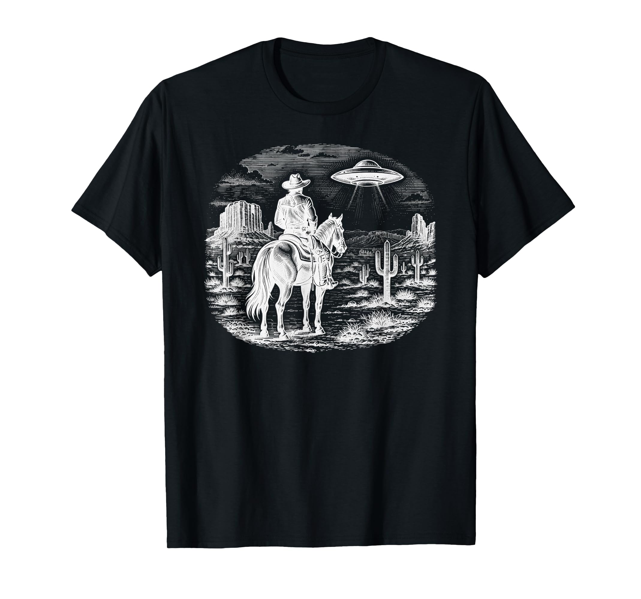 Horse Lover Ufo Western Cowboy Horse T-Shirt - Aesthetic Graphic Unisex - T-Shirt, Sweatshirt, Hoodie