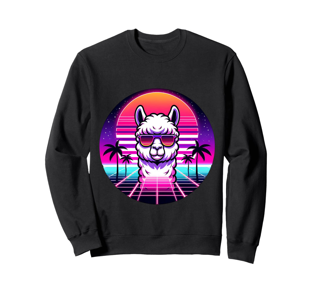 Lustige Lama Neon Zukunft Party Stil Sweatshirt - Aesthetic Graphic Unisex - T-Shirt, Sweatshirt, Hoodie