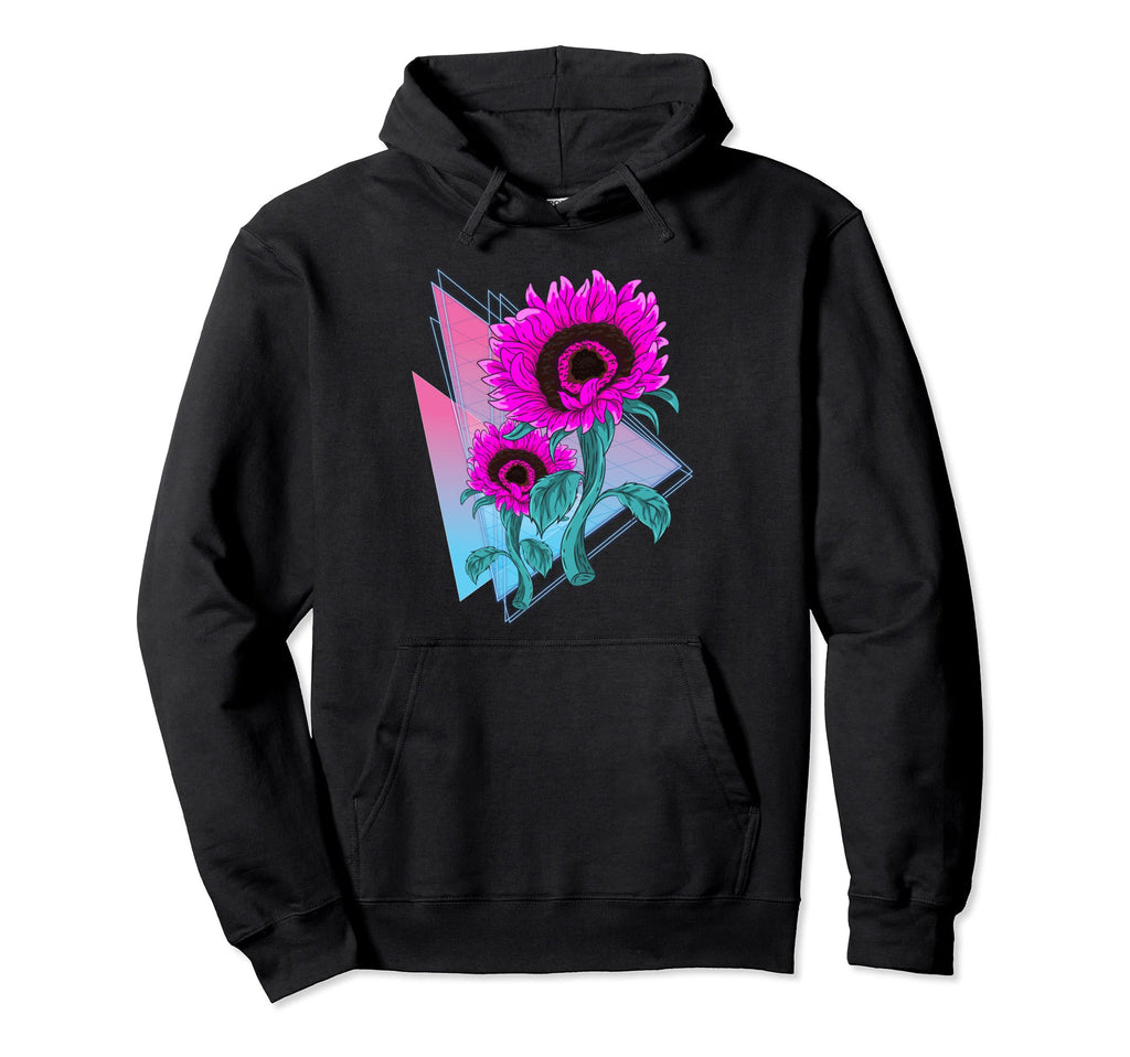 Synthwave Flower Blossoms 90S Vaporwave Hoodie - Graphic Print Unisex - T-Shirt, Sweatshirt, Hoodie