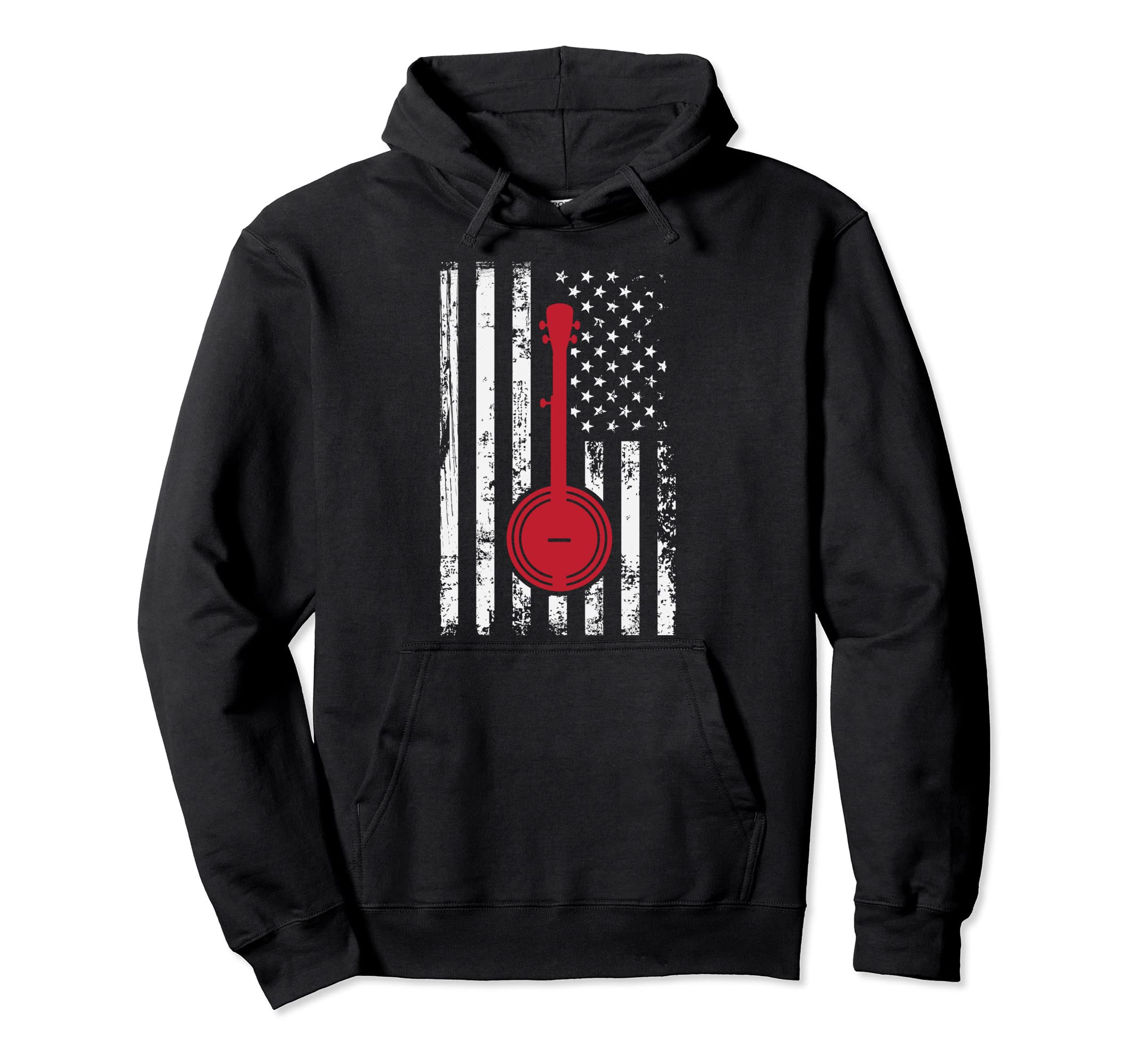 Banjo Usa America Flag Distressed Hoodie - Aesthetic Graphic Men Women - T-Shirt, Sweatshirt, Hoodie