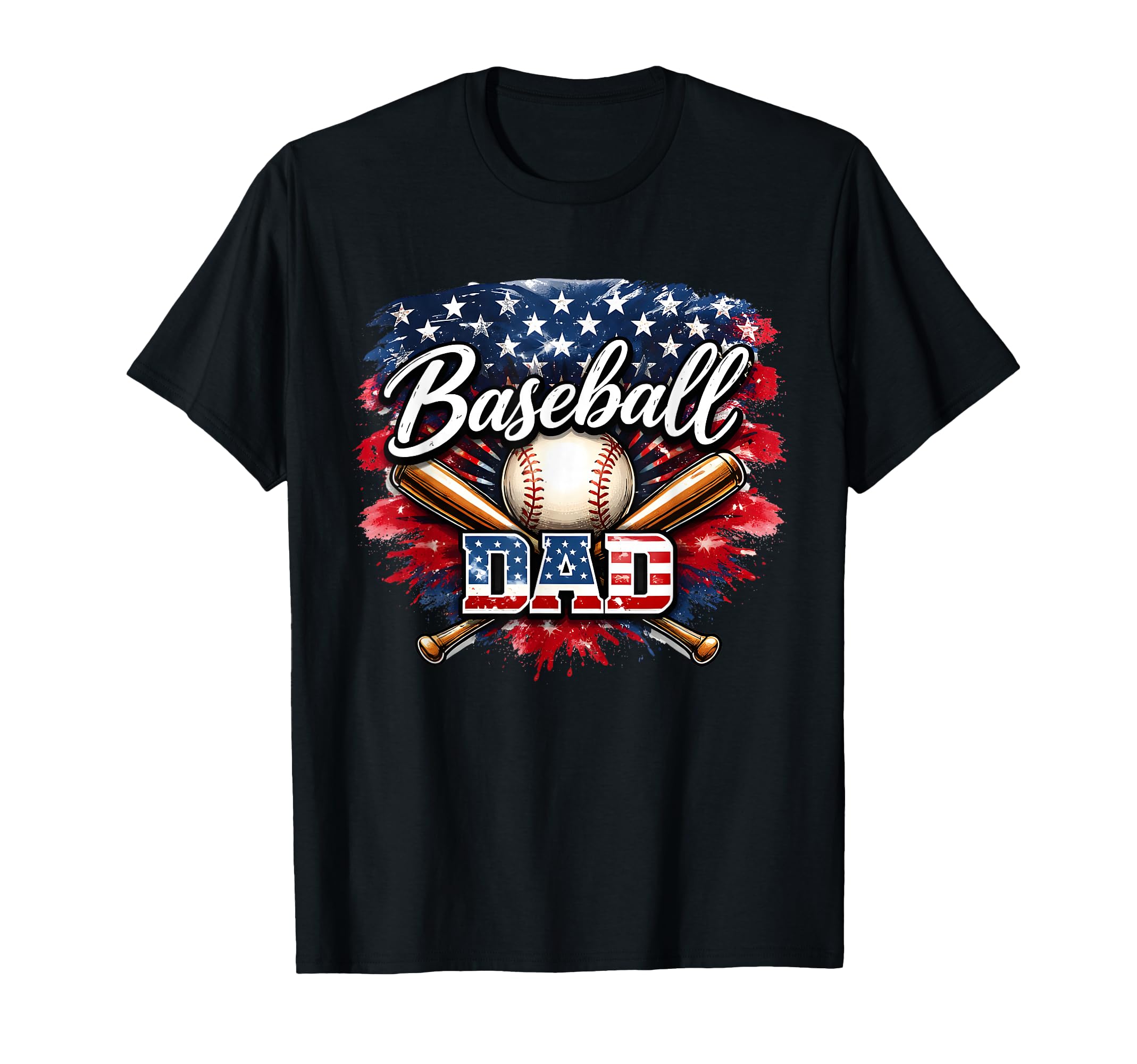 Baseball Dad American Flag Baseball T-Shirt - Fun Novelty Design Unisex - T-Shirt, Sweatshirt, Hoodie