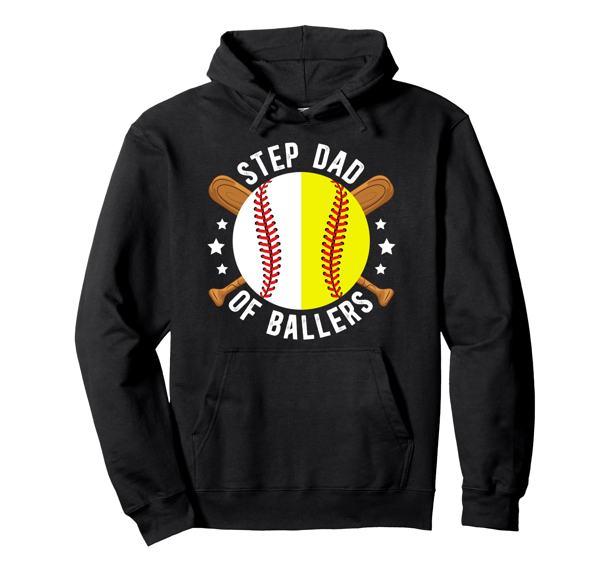 Step Dad Ballers Baseball Softball Hoodie - Custom Art Print for Adults - T-Shirt, Sweatshirt, Hoodie