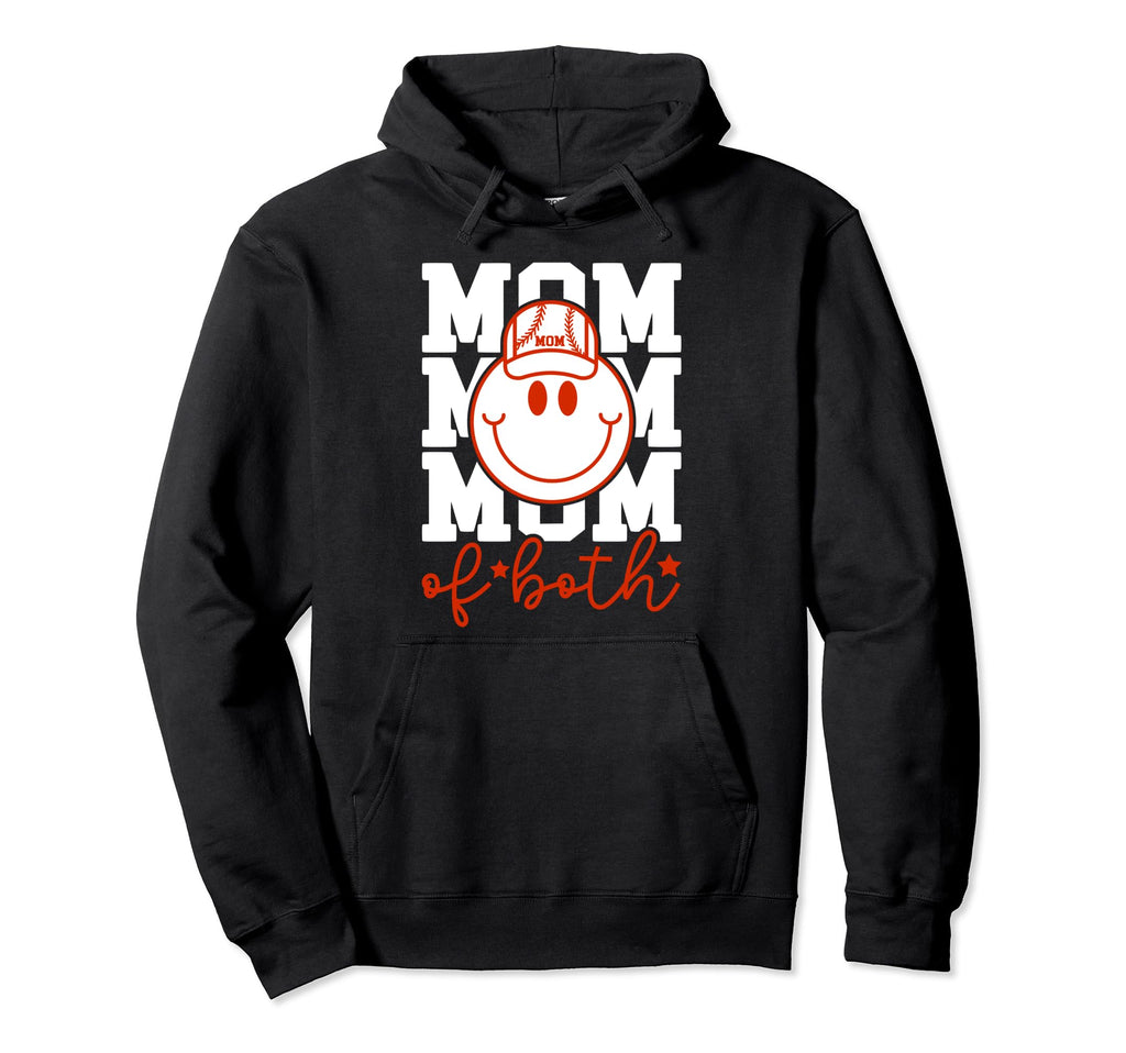 Mom Both Softball Baseball Mama Moms Hoodie - Minimalist Print for Adults - T-Shirt, Sweatshirt, Hoodie