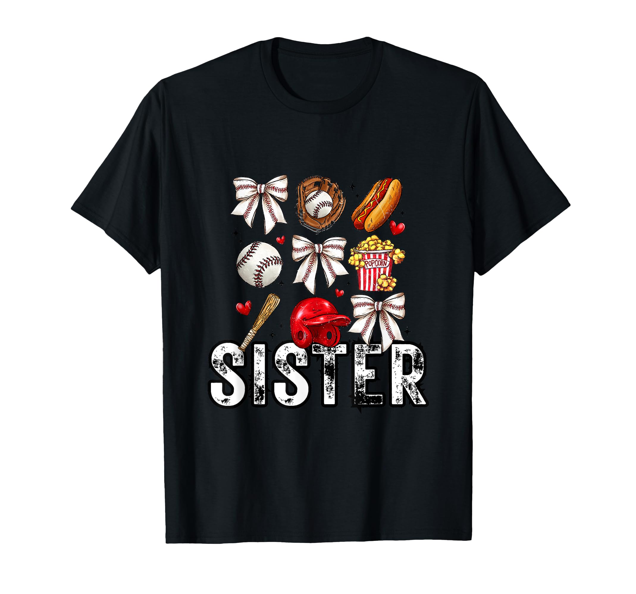 Baseball Bow Sister T-Shirt - Fun Novelty Design for Adults - T-Shirt, Sweatshirt, Hoodie