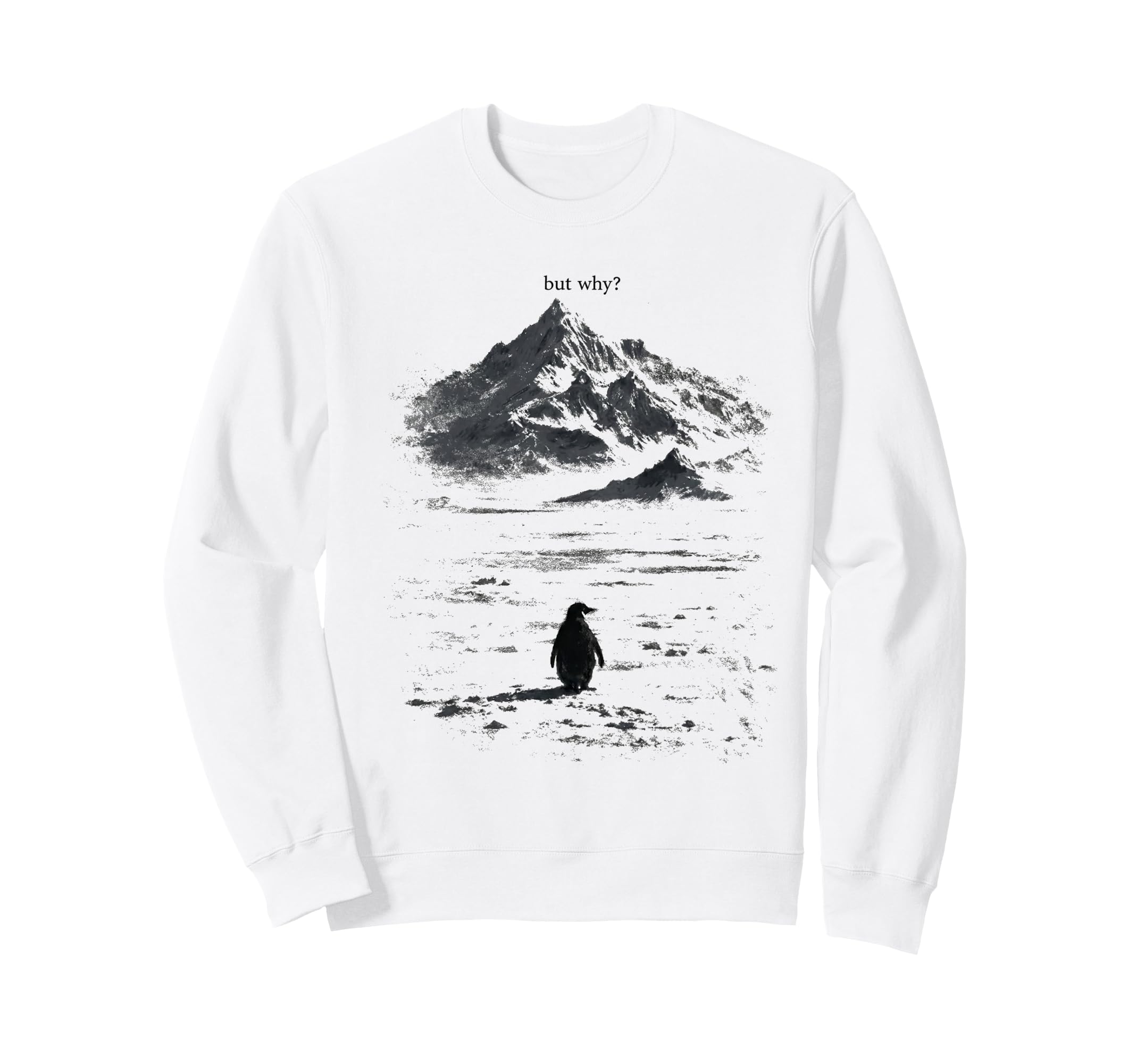 Lone Penguin Mountain 90S Sweatshirt - Custom Art Print Unisex - T-Shirt, Sweatshirt, Hoodie