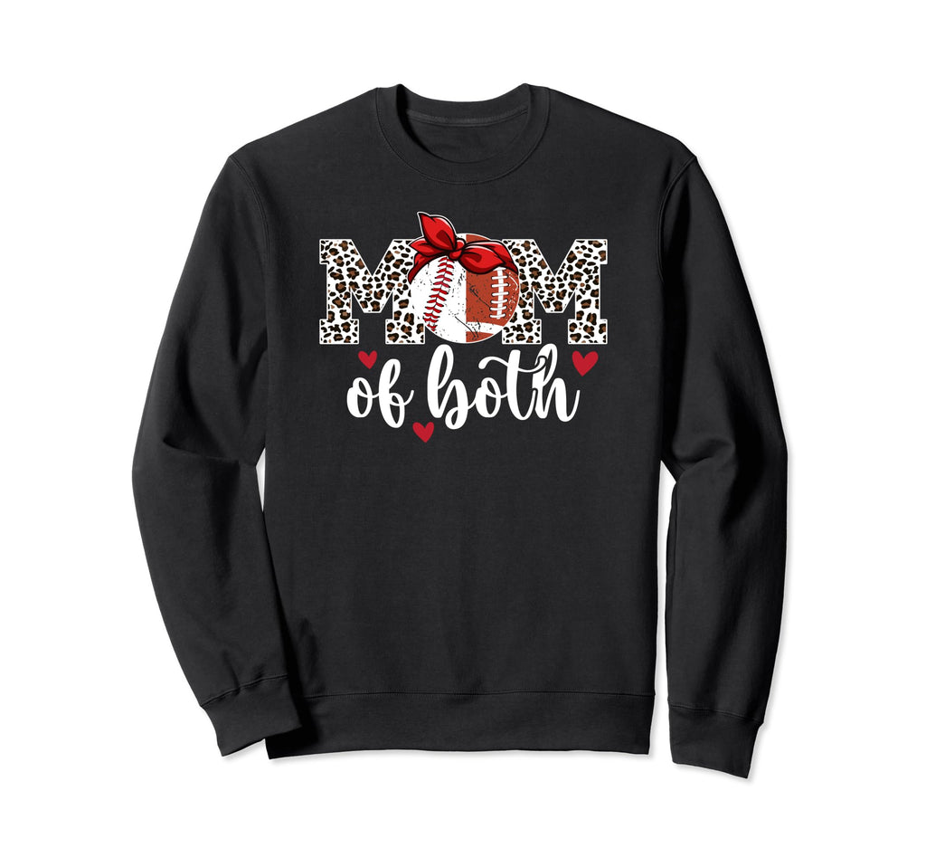 Mom Both Leopard Football Baseball Mom Sweatshirt - Unique Graphic Unisex - T-Shirt, Sweatshirt, Hoodie