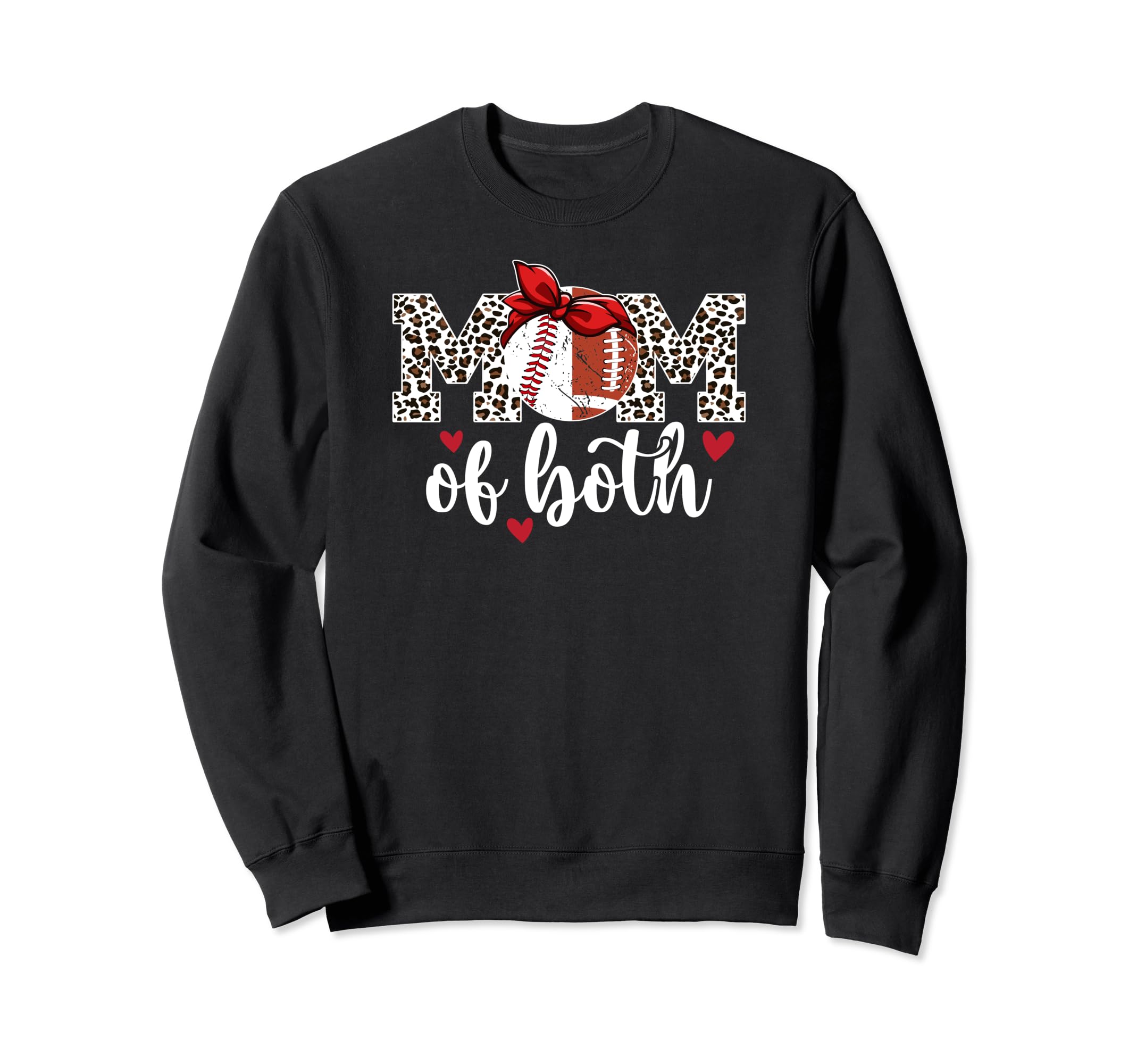 Mom Both Leopard Football Baseball Mom Sweatshirt - Unique Graphic Unisex - T-Shirt, Sweatshirt, Hoodie