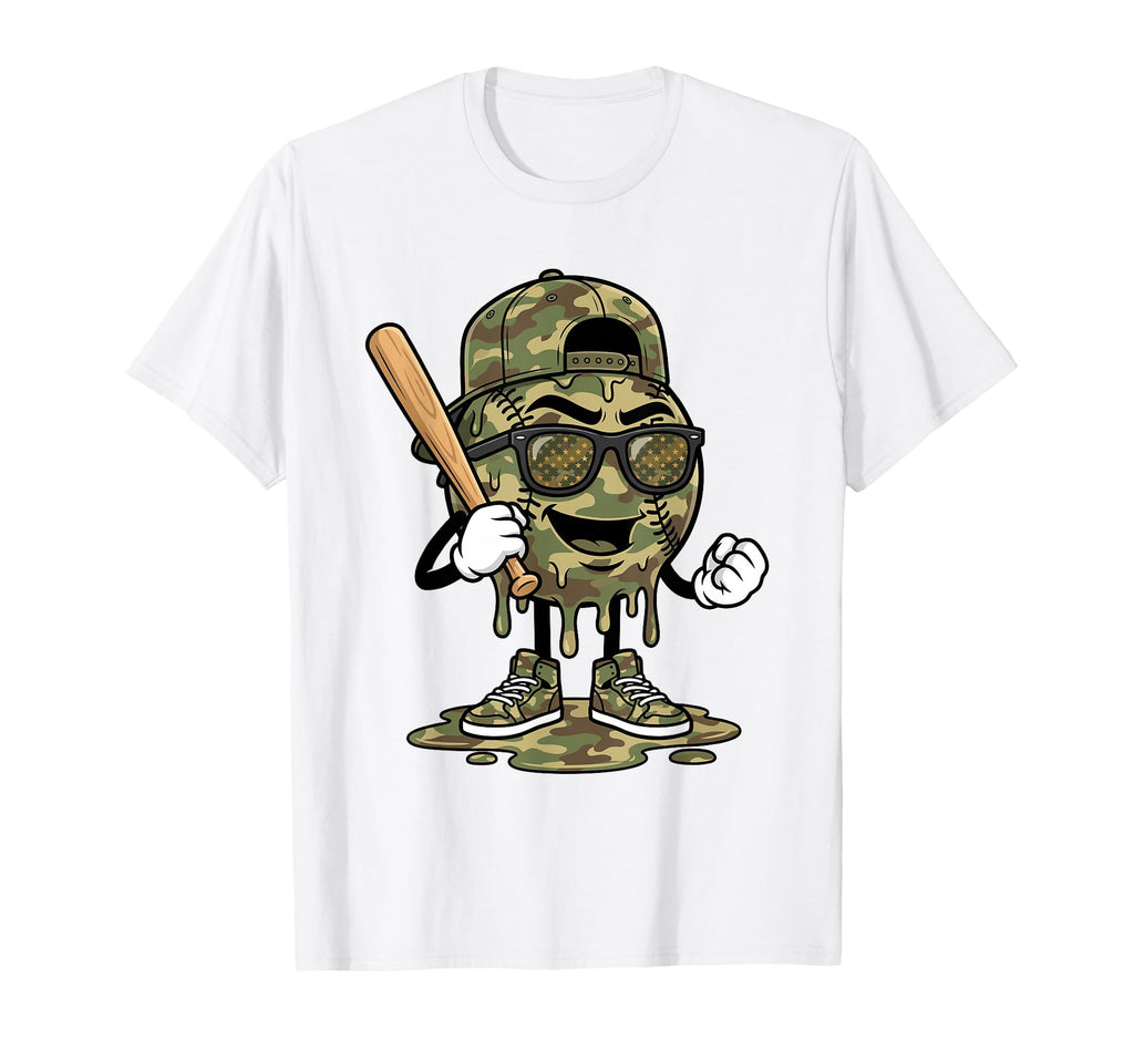 Baseball Drip Ice Cream Drip Baseball Camo T-Shirt - Unique Graphic Unisex - T-Shirt, Sweatshirt, Hoodie