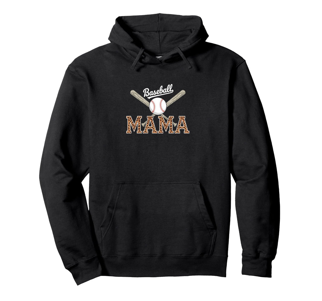 Baseball Mama Game Day Leopard Mom Hoodie - Fun Novelty Design Men Women - T-Shirt, Sweatshirt, Hoodie