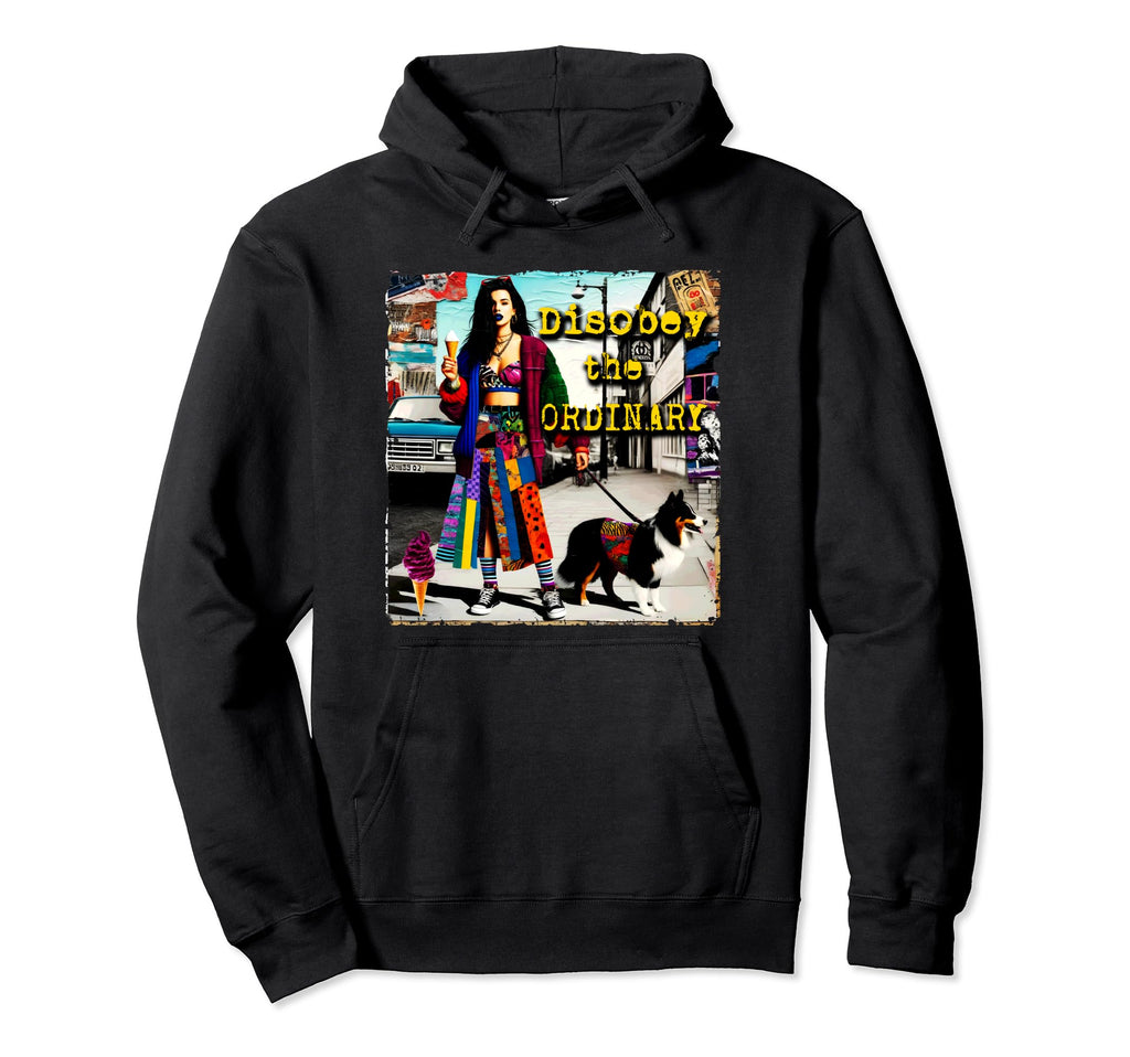 90S Dog Pop Punk Grunge Colorful Distressed Hoodie - Novelty Apparel Unisex - T-Shirt, Sweatshirt, Hoodie