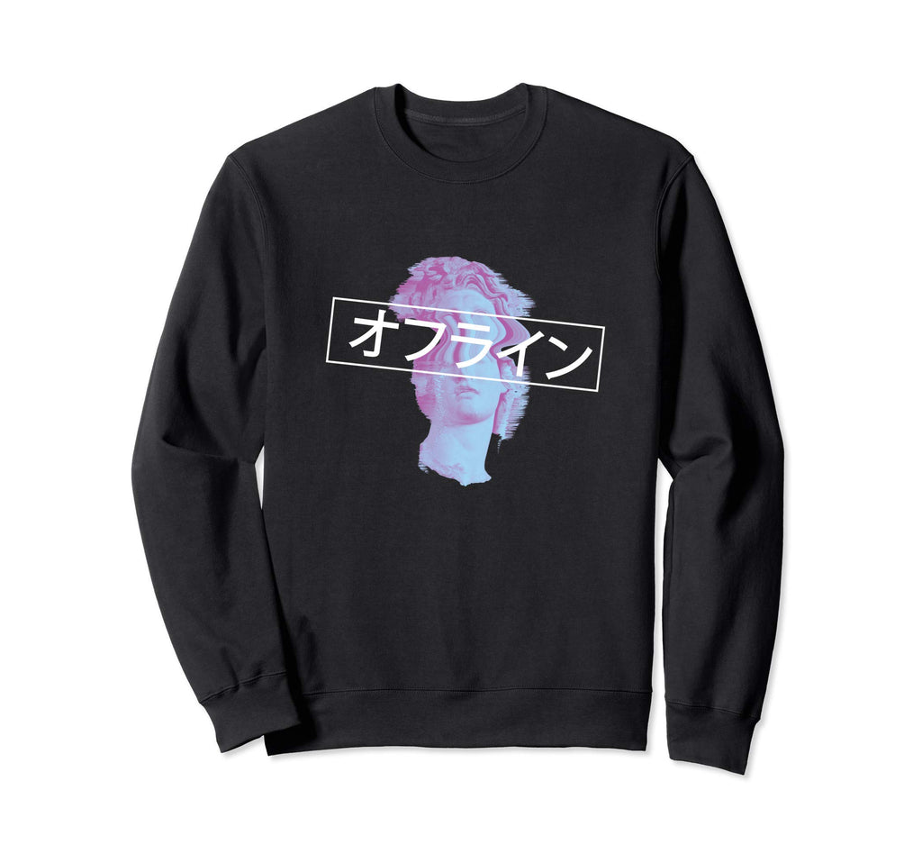 Glitch Japanese Retrowave Sweatshirt - Casual Everyday Wear Men Women - T-Shirt, Sweatshirt, Hoodie