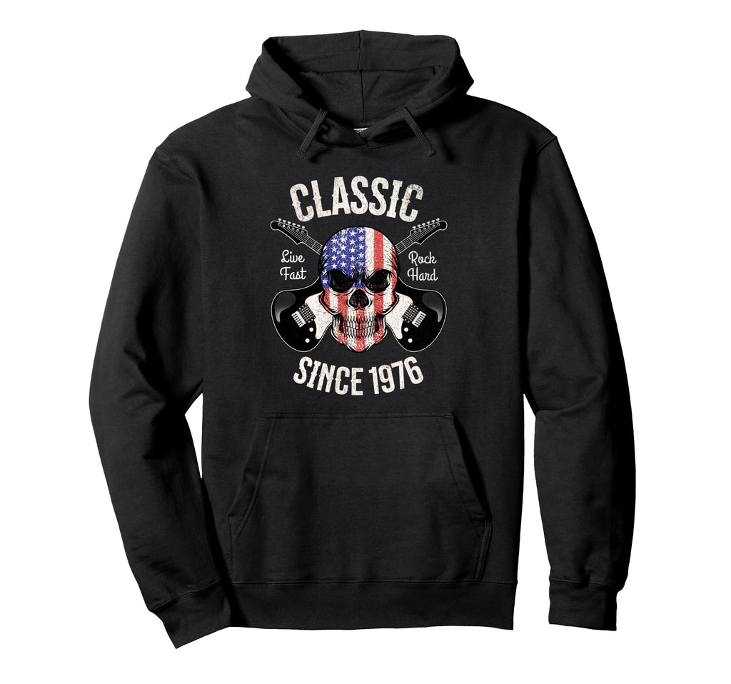 50Th Birthday Guitar Rock And Roll Skull Hoodie - Aesthetic Graphic Unisex - T-Shirt, Sweatshirt, Hoodie