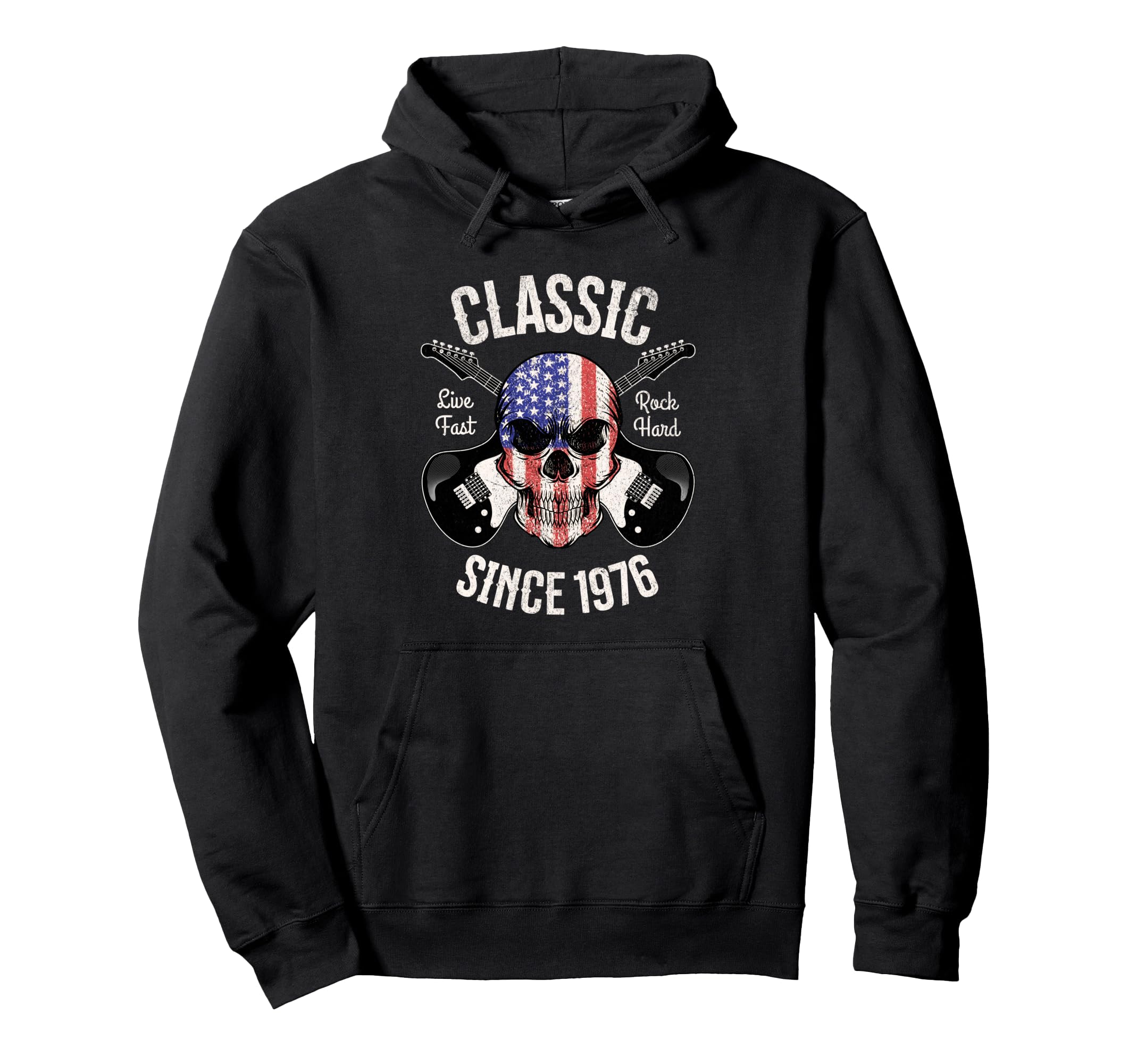 50Th Birthday Guitar Rock And Roll Skull Hoodie - Aesthetic Graphic Unisex - T-Shirt, Sweatshirt, Hoodie