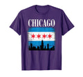 Chicago Skyline Flag Distressed T-Shirt - Minimalist Print Unisex - T-Shirt, Sweatshirt, Hoodie