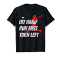 Hit Hard Run Fast Turn Left Baseball T-Shirt - Aesthetic Graphic Unisex - T-Shirt, Sweatshirt, Hoodie