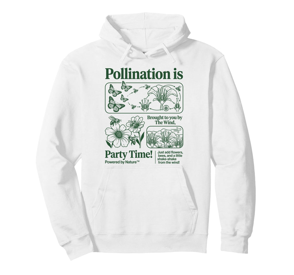 Pollination Biology Bees Flowers 90S Hoodie - Fun Novelty Design Unisex - T-Shirt, Sweatshirt, Hoodie