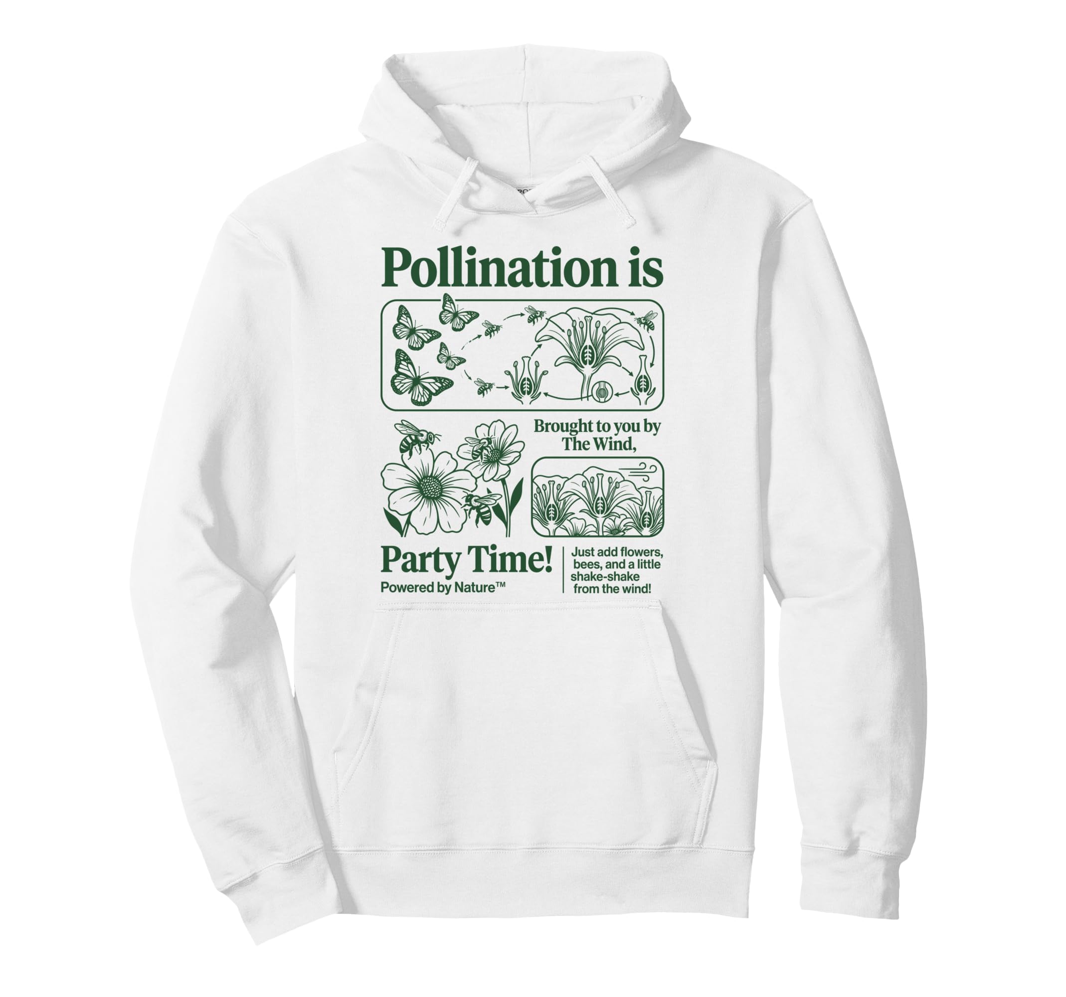 Pollination Biology Bees Flowers 90S Hoodie - Fun Novelty Design Unisex - T-Shirt, Sweatshirt, Hoodie
