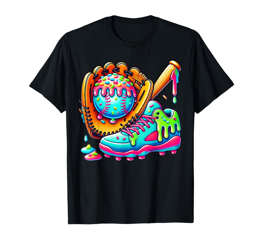 Ice Cream Drip Baseball Stuff T-Shirt - Minimalist Print Men Women - T-Shirt, Sweatshirt, Hoodie