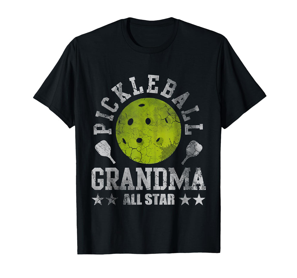 Pickleball Grandma All Star Distressed T-Shirt - Custom Art Print Unisex - T-Shirt, Sweatshirt, Hoodie