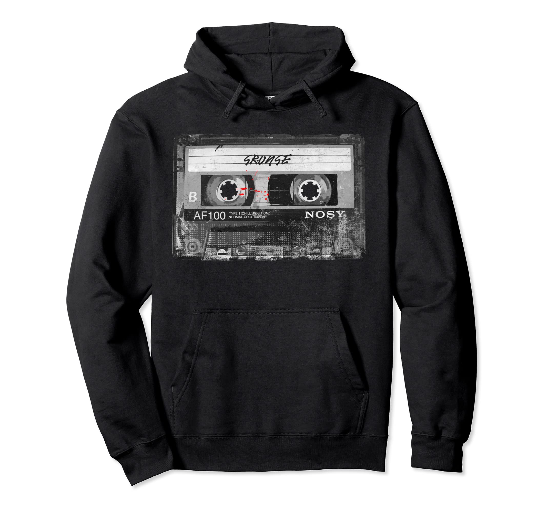 Grunge Cassette Tape Hoodie - Casual Everyday Wear Unisex - T-Shirt, Sweatshirt, Hoodie