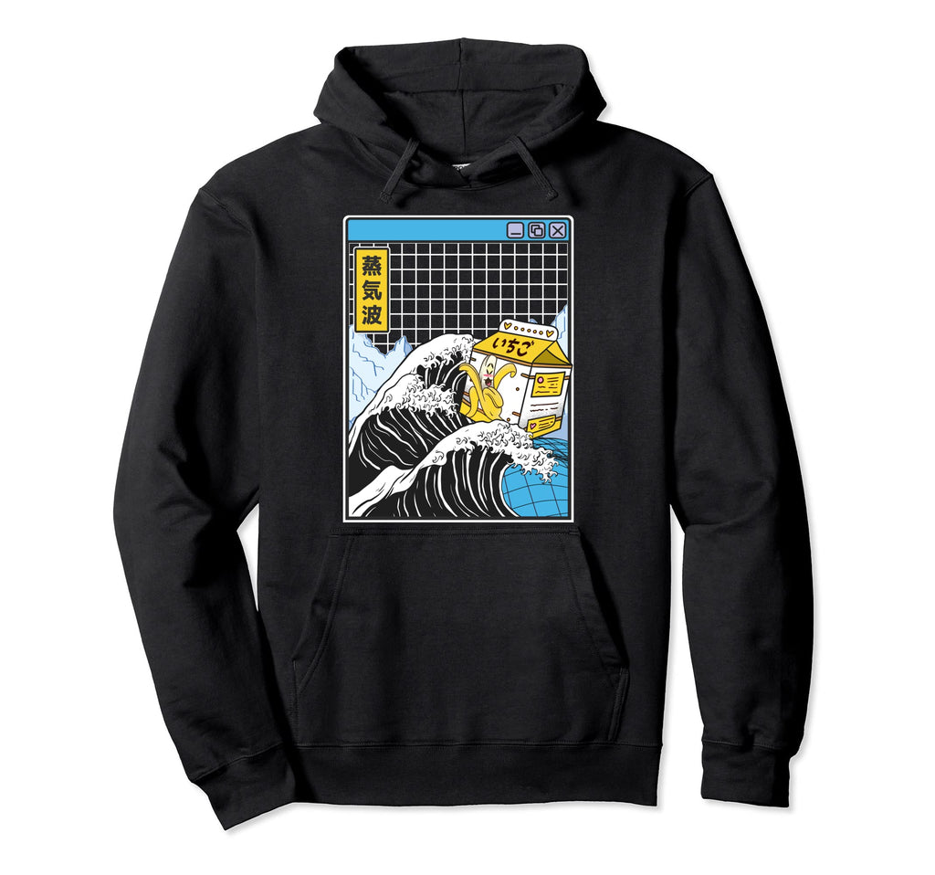 Banana Milk Kanagawa Wave Digital Hoodie - Minimalist Print for Adults - T-Shirt, Sweatshirt, Hoodie