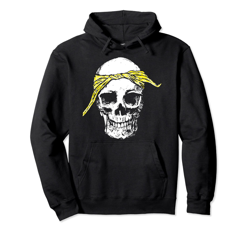 Hiphop Skull Yellow Do Rag Bandana Old Hoodie - Unique Graphic Unisex - T-Shirt, Sweatshirt, Hoodie