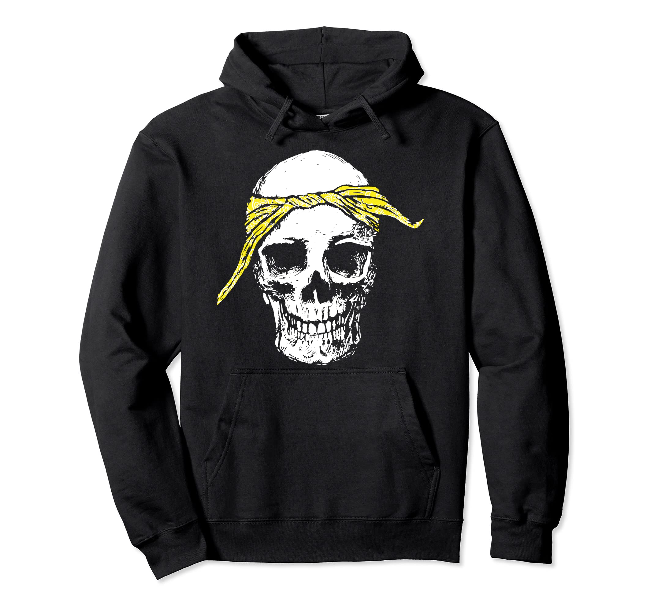 Hiphop Skull Yellow Do Rag Bandana Old Hoodie - Unique Graphic Unisex - T-Shirt, Sweatshirt, Hoodie
