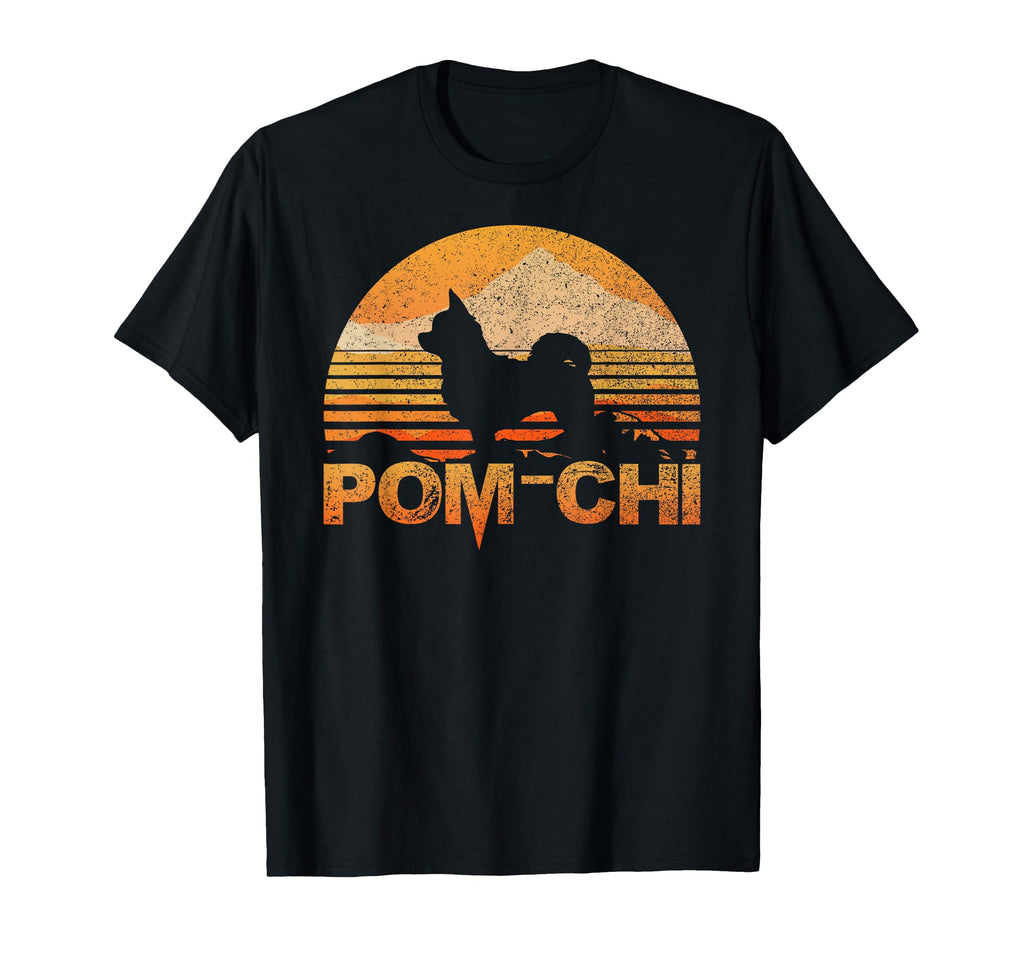 Pom Chi Pomeranian Chihuahua Mix Sunset T-Shirt - Minimalist Print Unisex - T-Shirt, Sweatshirt, Hoodie