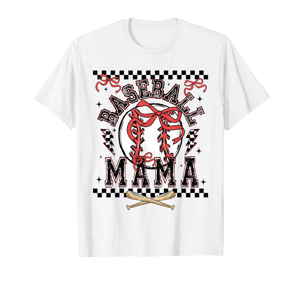 Baseball Mama Checkered Baseball T-Shirt - Casual Everyday Wear for Adults - T-Shirt, Sweatshirt, Hoodie