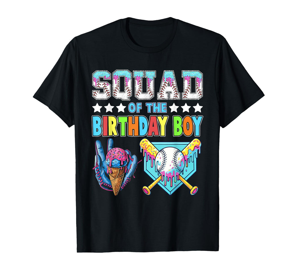 Baseball Ice Cream Drip Squad Birthday T-Shirt - Trendy Graphic Men Women - T-Shirt, Sweatshirt, Hoodie