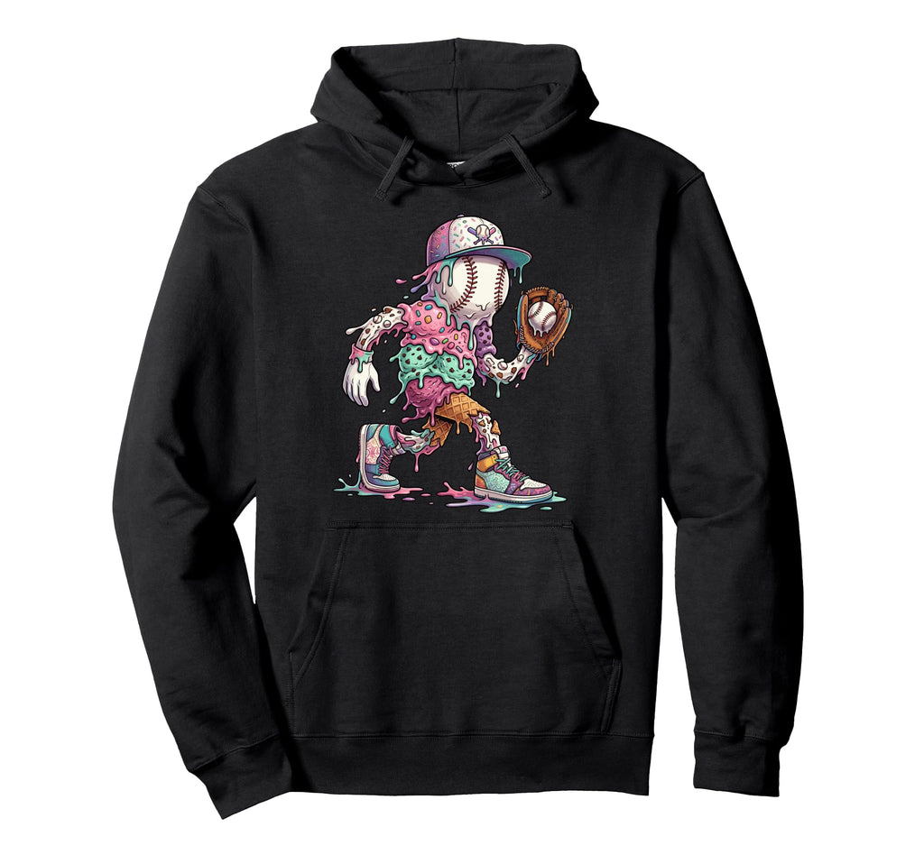 Dripping Ice Cream Baseball Drip Hoodie - Streetwear Style Unisex - T-Shirt, Sweatshirt, Hoodie