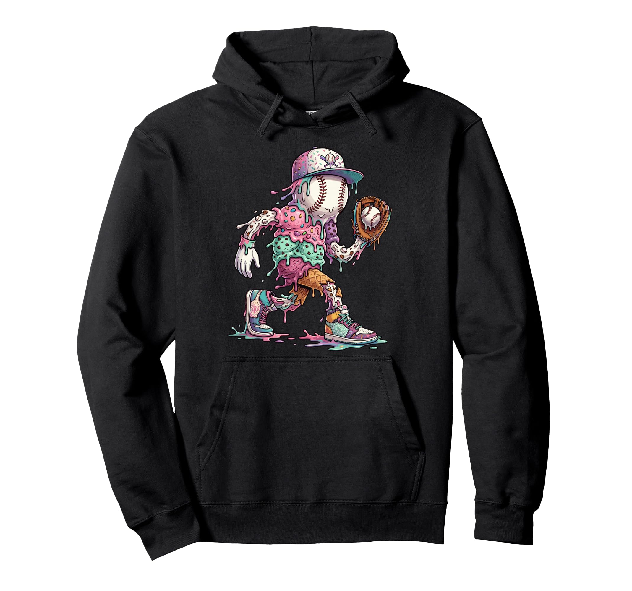 Dripping Ice Cream Baseball Drip Hoodie - Streetwear Style Unisex - T-Shirt, Sweatshirt, Hoodie