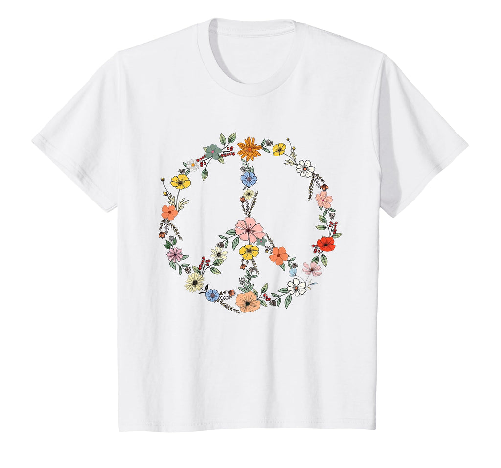 Floral Peace Sign Boho Teens Trendy Hippie T-Shirt - Trendy Graphic Unisex - T-Shirt, Sweatshirt, Hoodie