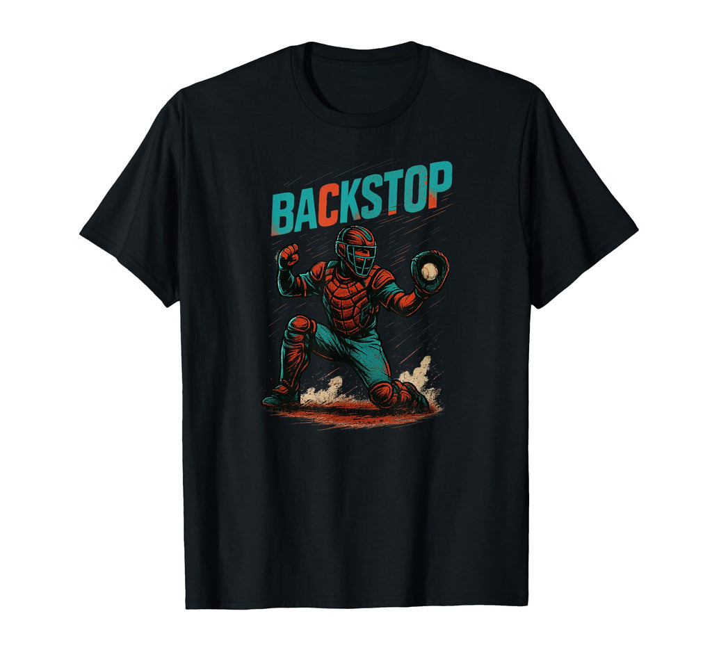 Backstop Catcher Baseball T-Shirt - Trendy Graphic for Adults - T-Shirt, Sweatshirt, Hoodie