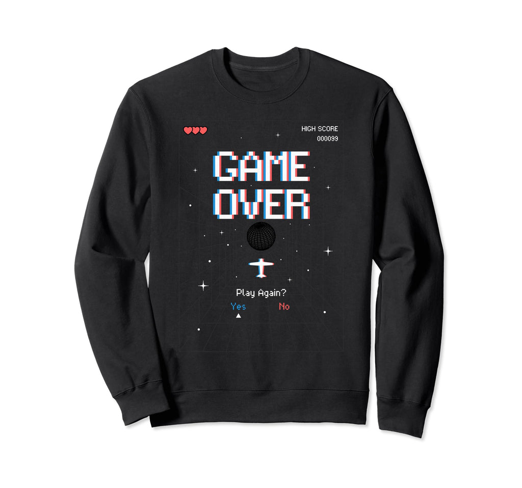 Arcade Game Over Gaming Sweatshirt - Aesthetic Graphic Men Women - T-Shirt, Sweatshirt, Hoodie