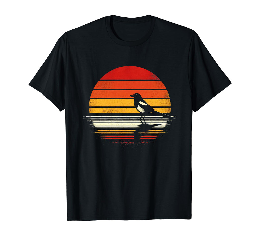 Magpie Bird Sunset Safari 70S T-Shirt - Trendy Graphic for Adults - T-Shirt, Sweatshirt, Hoodie
