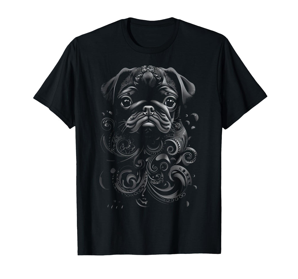 Black Pug Tribal T-Shirt - Custom Art Print Unisex - T-Shirt, Sweatshirt, Hoodie