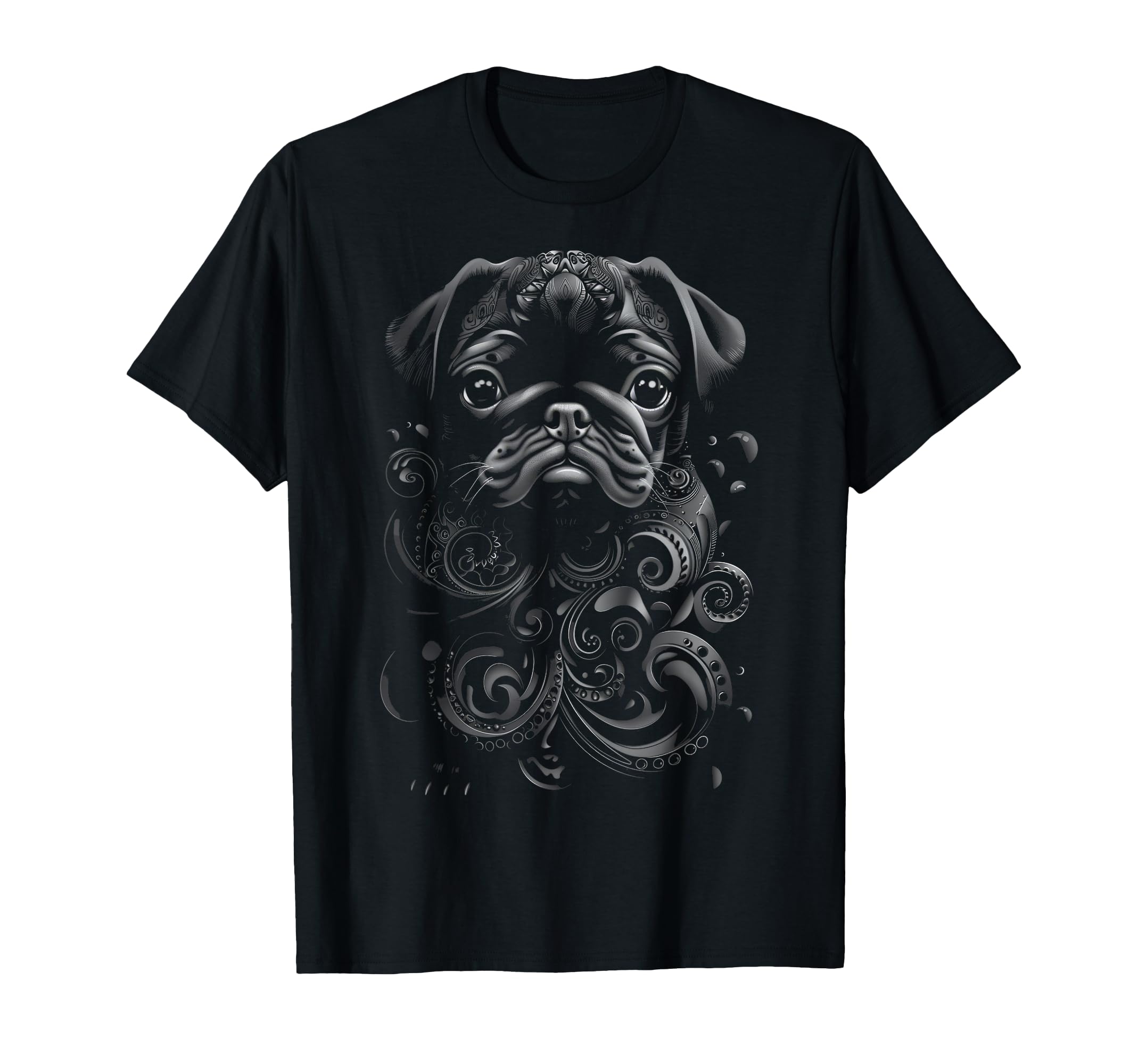 Black Pug Tribal T-Shirt - Custom Art Print Unisex - T-Shirt, Sweatshirt, Hoodie