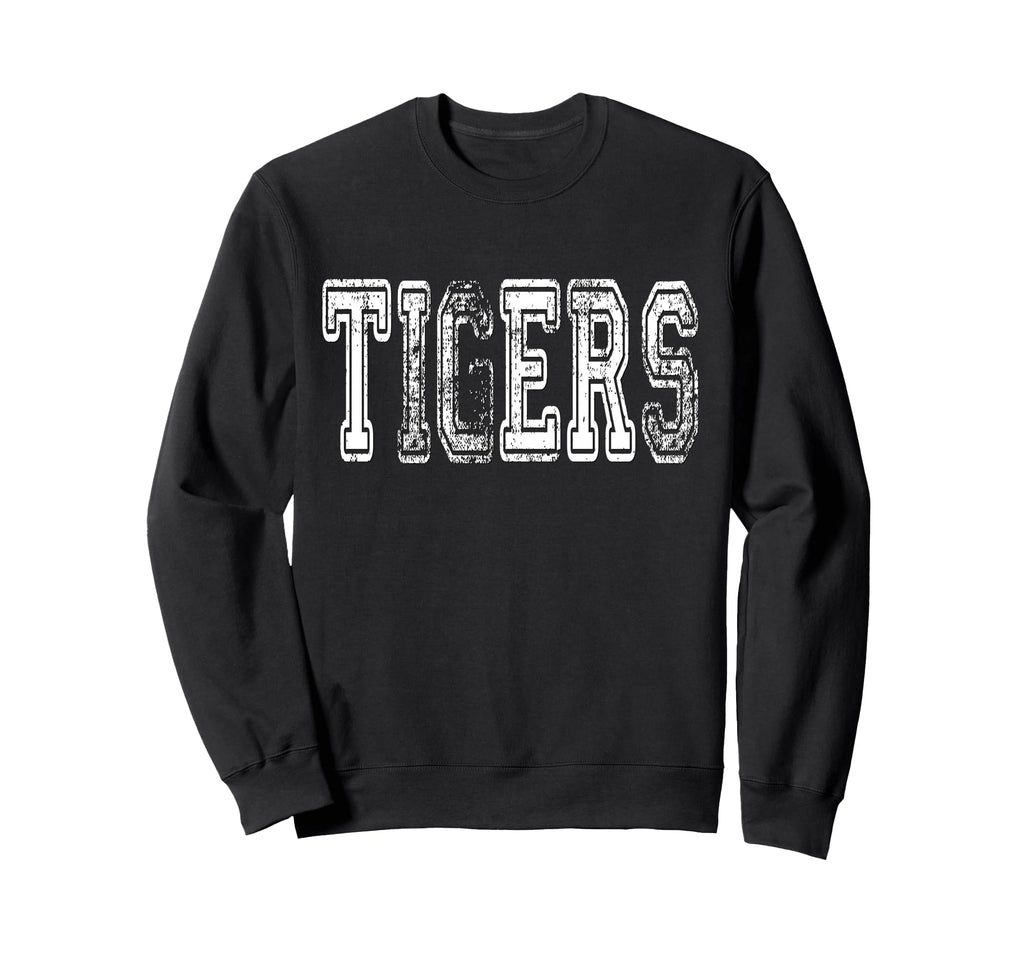 Tigers Mascot Distressed School Sweatshirt - Unique Graphic Men Women - T-Shirt, Sweatshirt, Hoodie