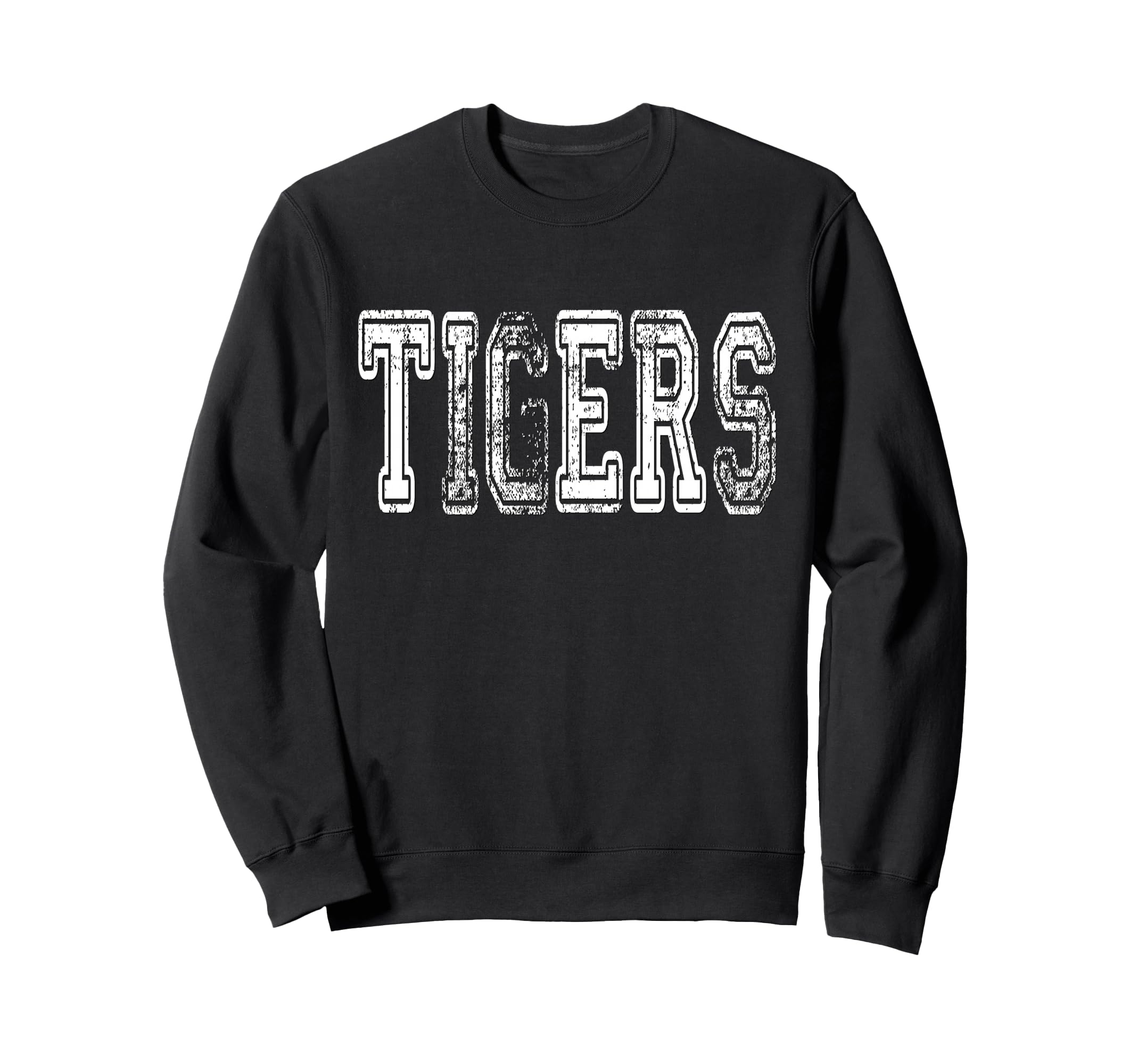 Tigers Mascot Distressed School Sweatshirt - Unique Graphic Men Women - T-Shirt, Sweatshirt, Hoodie